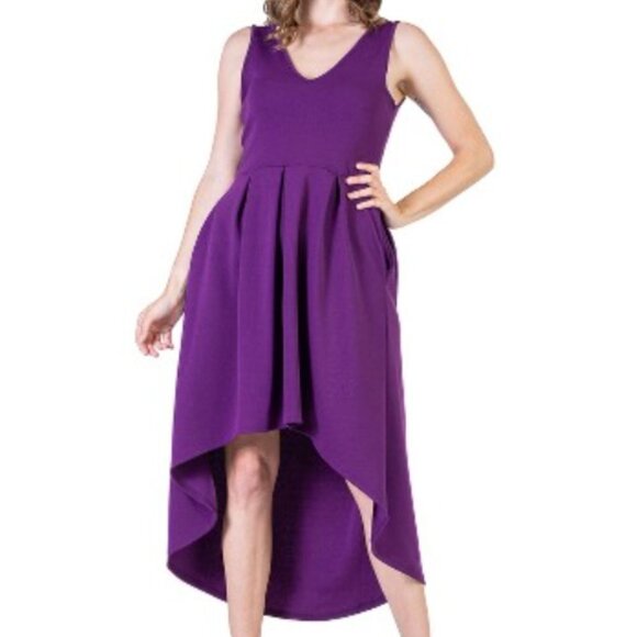 24Seven Comfort Apparel Sleeveless Hi-Low Tank Midi Dress - Purple - size XL - Picture 10 of 10